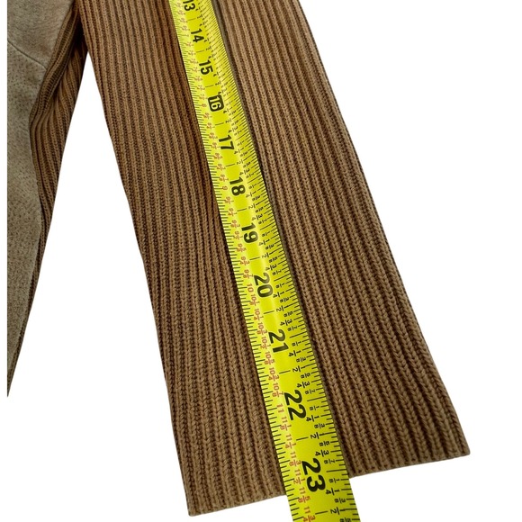 Peter Nygard Petite M Suede Knit Paneled Blazer Jacket Tan‎ Beige Button Front - Picture 4 of 11